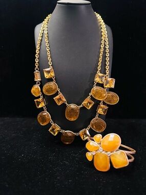 NWT Punch Brand Necklace Sz 20 & Matching Vintage Clamper Gold Tone Size 6